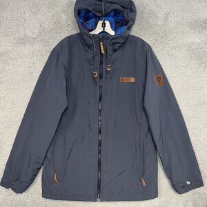 Columbia Rockwell Falls Windbreaker Mens Sz S Gray Hood Plaid Lined Coat Jacket